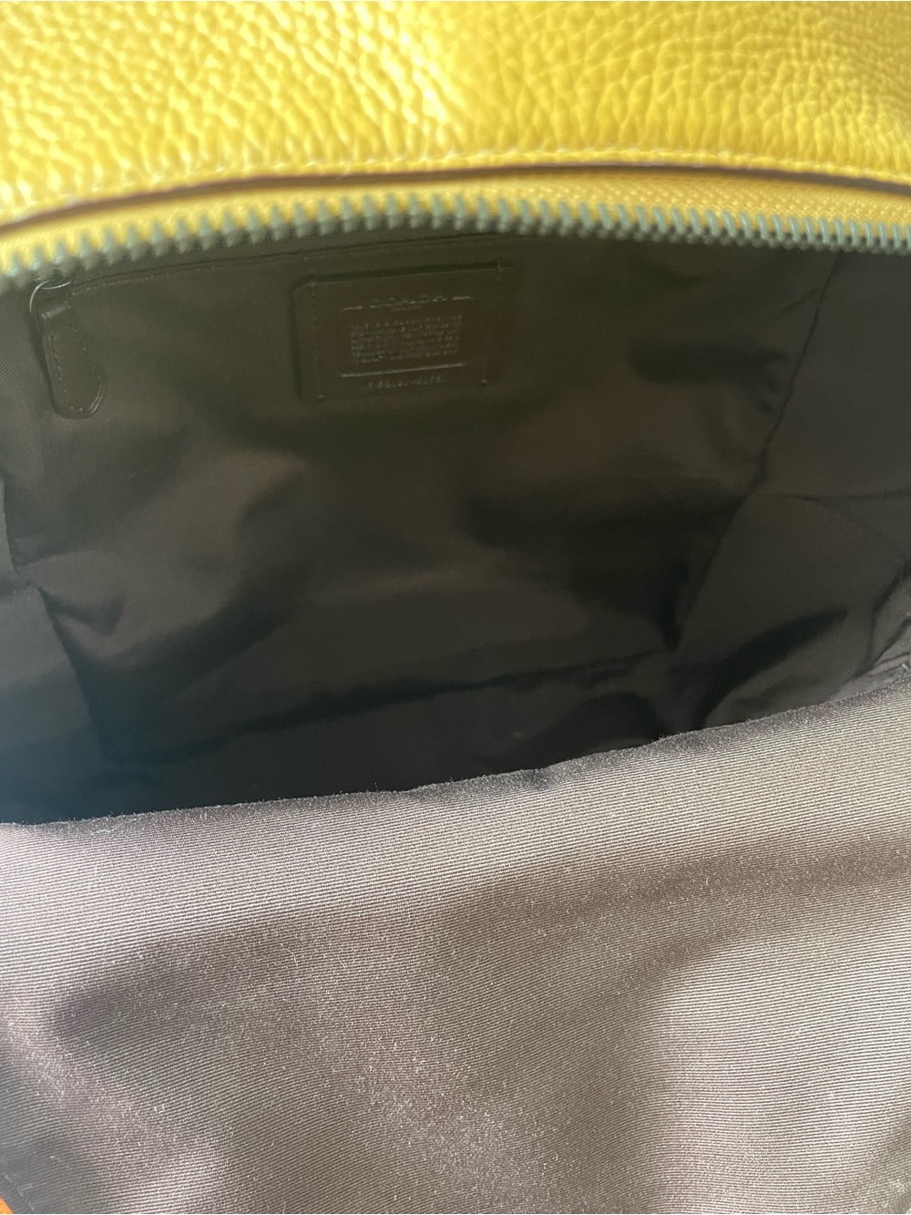 Coach 2020 EUC 100% pebbled leather Medium Charlie backpack in a mustard yellow - Picture 11 of 13